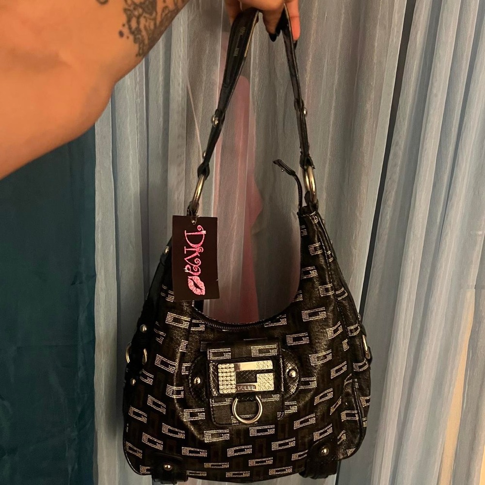 GUESS Monogram Rhinestone Hobo Bag
